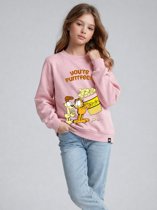 Minute Mirth Girl’s Garfield Printed Fleece Sweatshirt (Pink, Pack Of 1)
