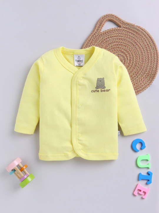 Tinyo Infant Boys Printed Cotton Jhabla (Yellow, Pack Of 1)