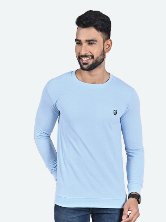 GAME BEGINS Men Round Neck Fleece Pullover Sweatshirt (Blue, Pack of 1)