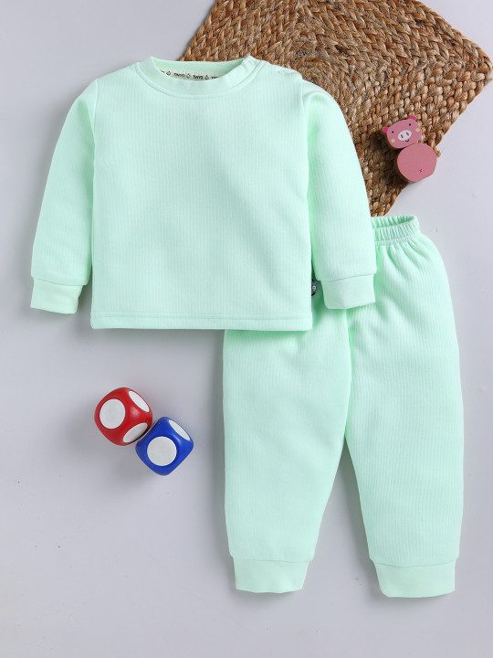 TINYO Infant Girls Pure Wool Sweatshirt & Joggers Set (Green, Pack of 1)