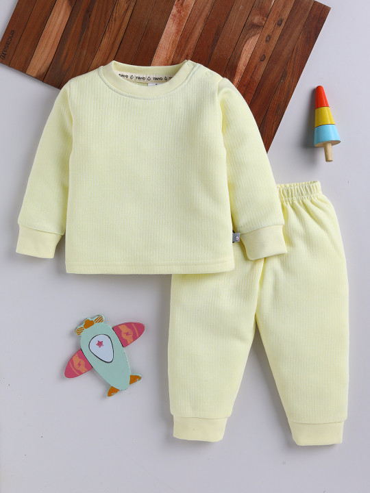 TINYO Infant Girls Pure Wool Sweatshirt & Joggers Set (Yellow, Pack of 1)
