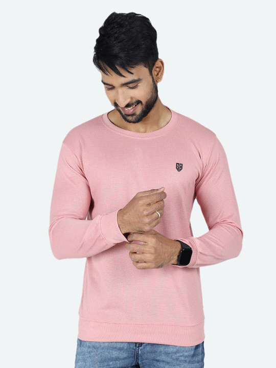 GAME BEGINS Men Round Neck Long Sleeves Fleece Pullover Sweatshirt (Purple, Pack of 1)