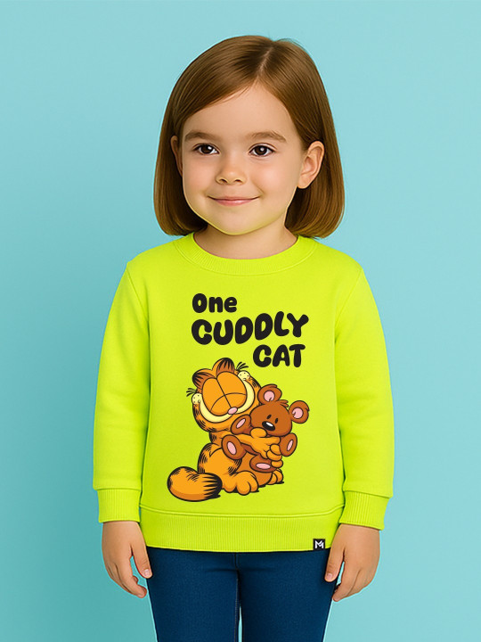 Minute Mirth Girls Garfield Fleece Printed Sweatshirt (Green, Pack Of 1)