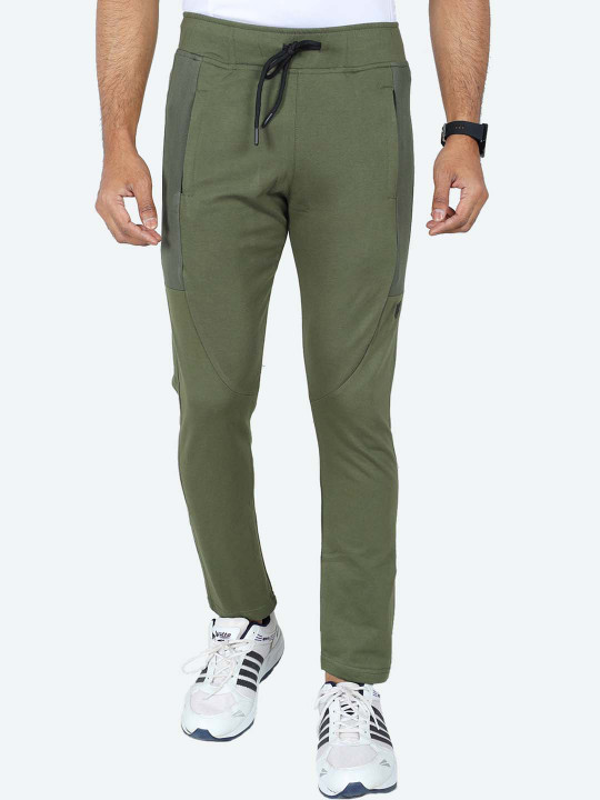 GAME BEGINS Men Regular Fit Mid-Rise Cotton Track Pants (Olive Green, Pack of 1)