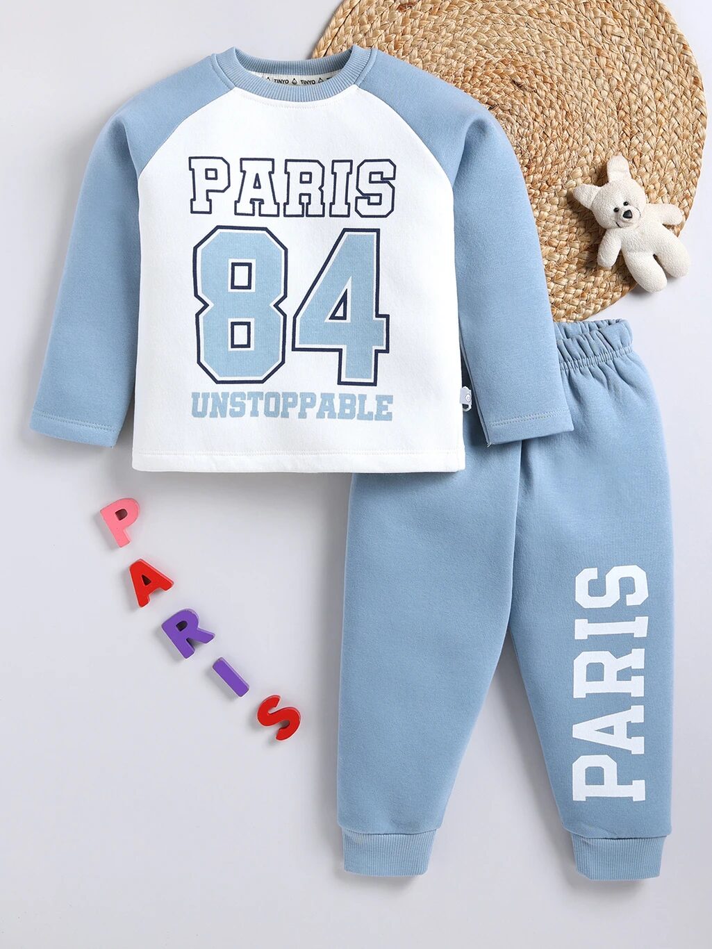 Tinyo Boys Casual Sweatshirt Sweatpant (E.BLUE, Pack Of 1)