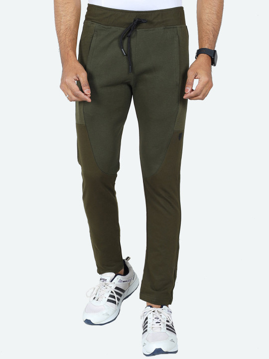 GAME BEGINS Men Relaxed-Fit Mid-Rise Cotton Track Pant (Olive Green, Pack of 1)