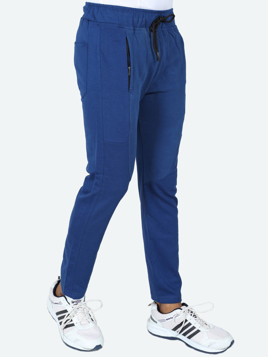 GAME BEGINS Men Relaxed-Fit Mid-Rise Cotton Track Pant (Blue, Pack of 1)