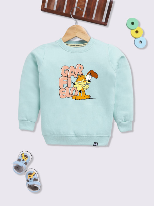 Minute Mirth Girls Garfield Printed Fleece Sweatshirt (Blue, Pack of 1)