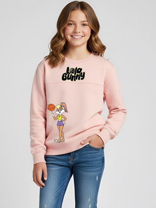 Minute Mirth Girls Lola Bunny Fleece Printed Sweatshirt (Pink, Pack Of 1)