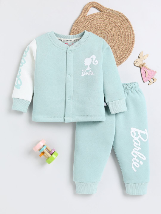 TINYO Infant Girls Peanuts Printed T-shirt & Pyjamas Set (Blue, Pack of 1)