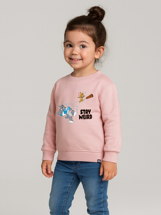 Minute Mirth Girls Tom & Jerry Printed Fleece Sweatshirt (Pink, Pack of 1)