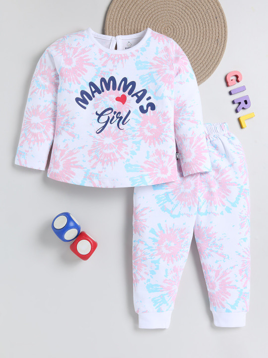 TINYO Infant Girls Printed Pure Cotton Clothing Set (Pink, Pack of 1)