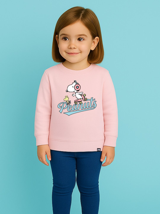 Minute Mirth Girls Peanuts Fleece Printed Sweatshirt (Pink, Pack Of 1)