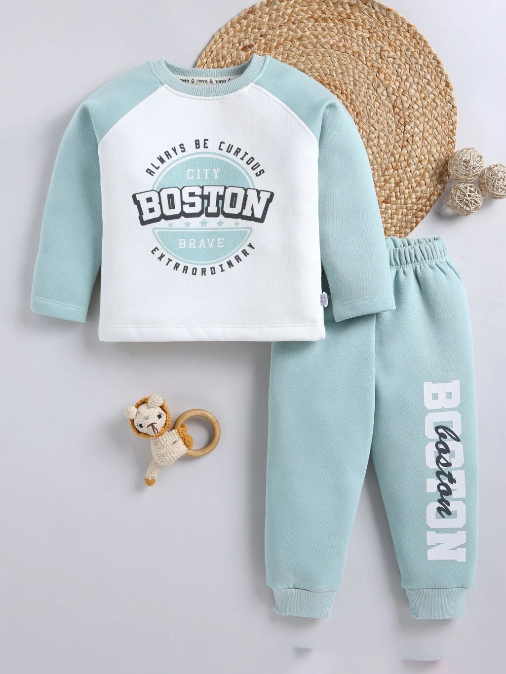 Tinyo Boys Casual Sweatshirt Sweatpant (E.GREEN, Pack Of 1)