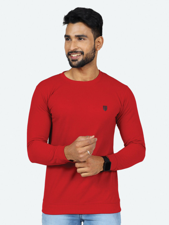GAME BEGINS Men’s Jacquard Solid Pullover Sweatshirt (Maroon, Pack Of 1)