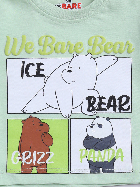 TINYO Infant Boys We Bare Bears Printed T-Shirt with Shorts (Green, Pack of 1)