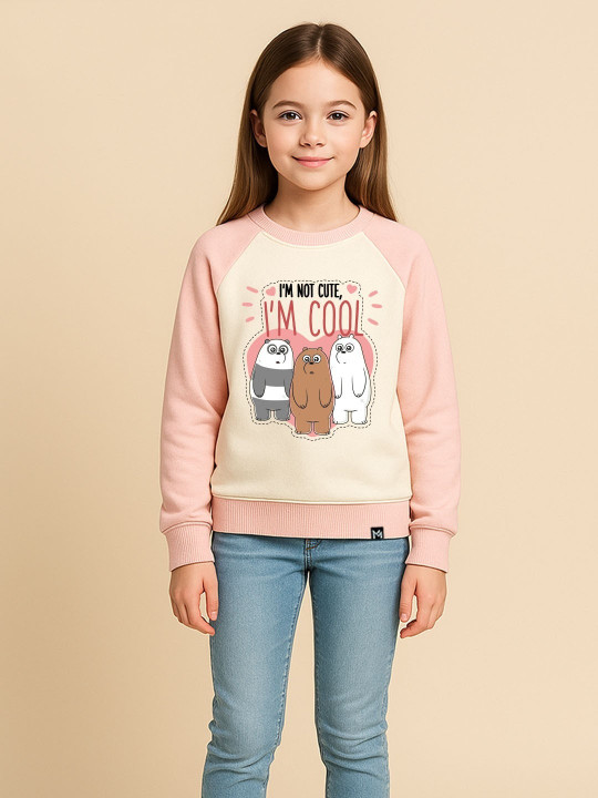 Minute Mirth Girls We Bare Bears Printed Fleece Sweatshirt (Off-White, Pack of 1)