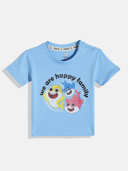 Tinyo Baby Boy Printed Pure Cotton T-Shirt For Infant Boys (Blue, Pack Of 1)