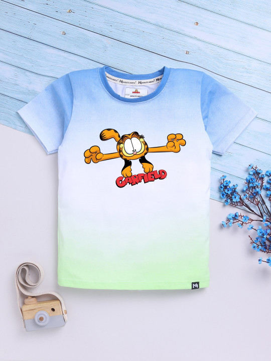 Minute Mirth Boys Garfield Cotton Graphic Printed T-Shirt (White, Pack Of 1)
