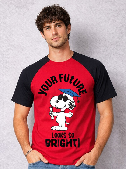 Minute Mirth Men’s Snoopy Printed Cotton Blend Regular Fit T-shirt (Red, Pack Of 1)