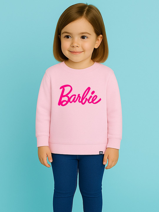 Minute Mirth Girls Barbie Fleece Printed Sweatshirt (Pink, Pack Of 1)