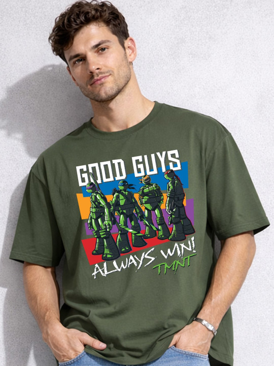 Minute Mirth Ninja Turtle Printed Pure Cotton T-Shirt For Men (Dark Green, Pack Of 1)