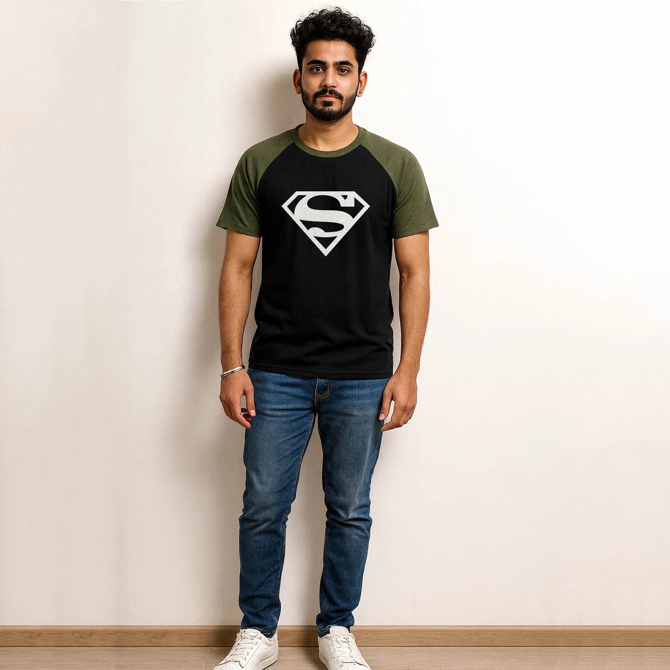 Minute Mirth Superman Printed Cotton Blend T-Shirt For Men (Black, Pack Of 1)