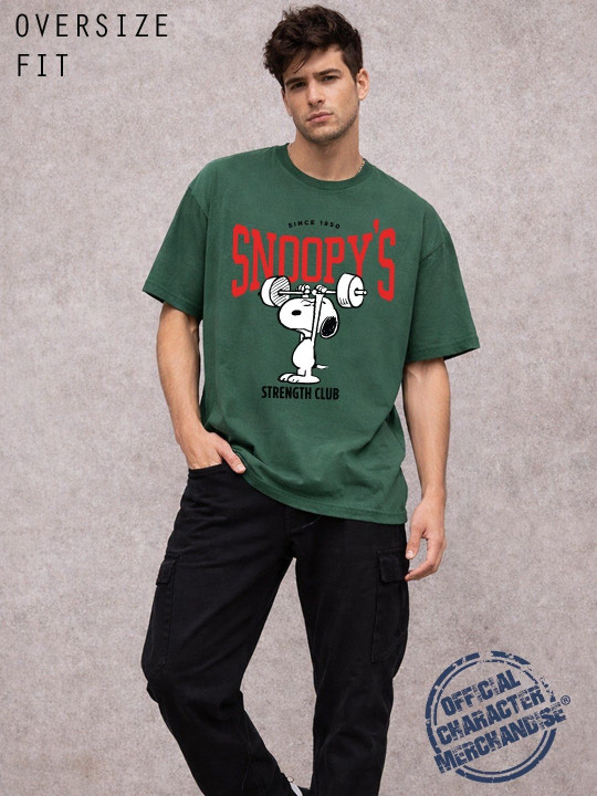 MINUTE MIRTH Men’s Peanuts Printed Cotton Regular Fit Round Neck T-Shirt (Olive, Pack of 1)