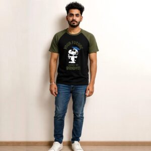 Minute Mirth Peanuts Printed Cotton Blend T-Shirt For Men (Black, Pack Of 1)