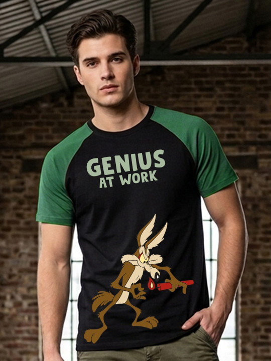 Minute Mirth Men’s Looney Tunes Printed Cotton Blend Regular Fit T-shirt (Black, Pack Of 1)