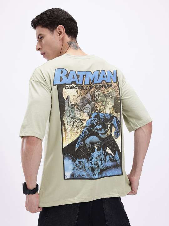 Minute Mirth Men Batman Graphic Print Pure Cotton T-Shirt (Green, Pack Of 1)