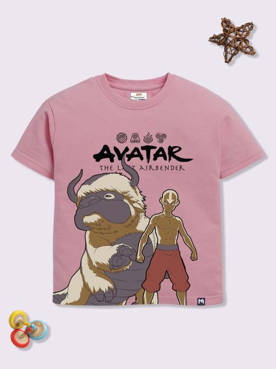 Minute Mirth Boys Avatar Printed Pure Cotton Oversized T-shirt (Pink, Pack Of 1)