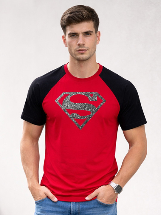 Minute Mirth Men’s Superman Colourblocked Cotton Blend Regular Fit T-shirt (Red, Pack Of 1)