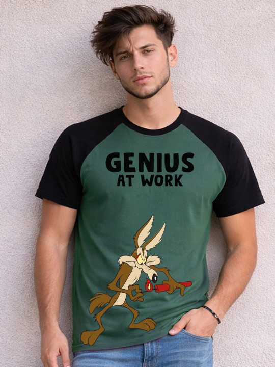 Minute Mirth Men’s Looney Tunes Printed Cotton Blend Regular Fit T-shirt (Green, Pack Of 1)