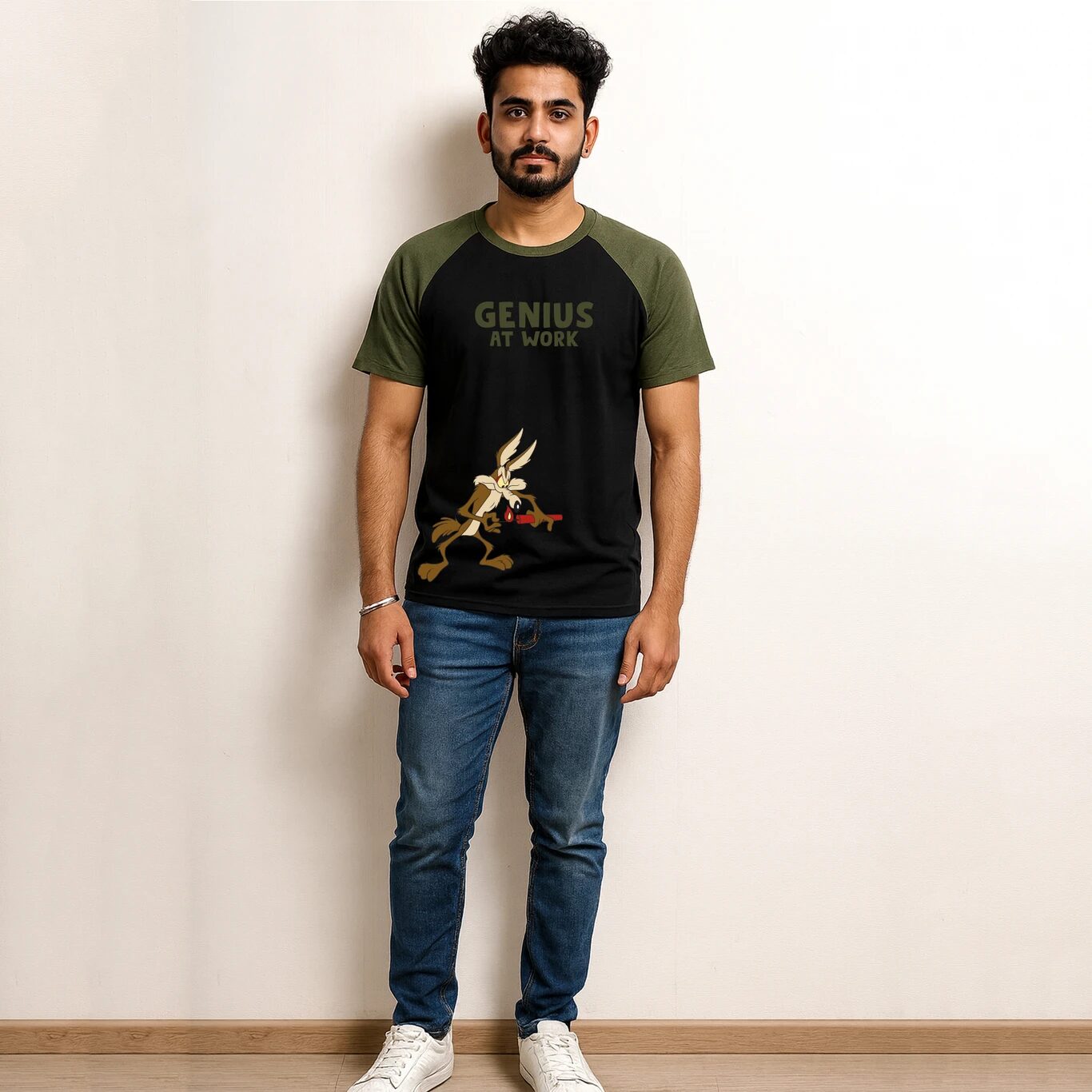 Minute Mirth Looney Tunes Printed Cotton Blend T-Shirt For Men (Black, Pack Of 1)