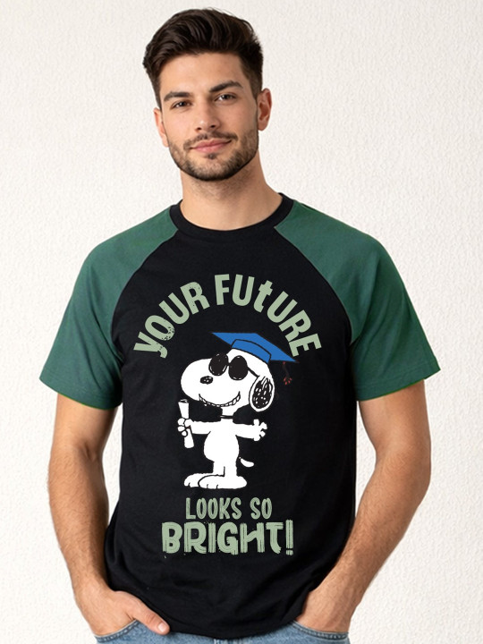 Minute Mirth Men’s Snoopy Colourblocked Cotton Blend Regular Fit T-shirt (Multicoloured, Pack Of 1)