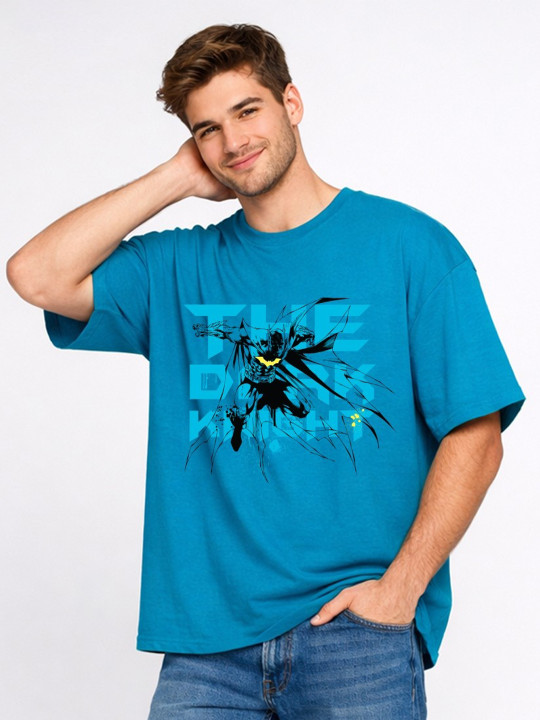 Minute Mirth Batman Printed Pure Cotton T-Shirt For Men (Blue, Pack Of 1)