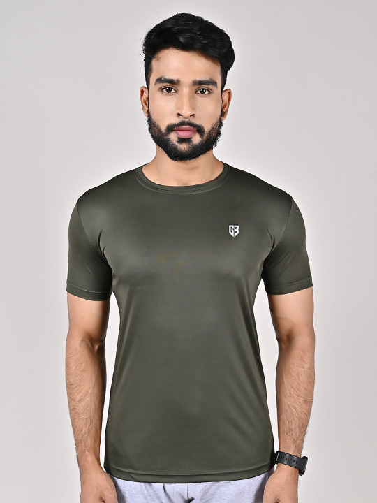 GAME BEGINS Men Polyester Round Neck T-Shirt (Green, Pack Of 1)