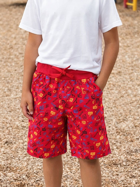 Wildwoods Boys Graphic Printed Shorts (Red, Pack of 1)