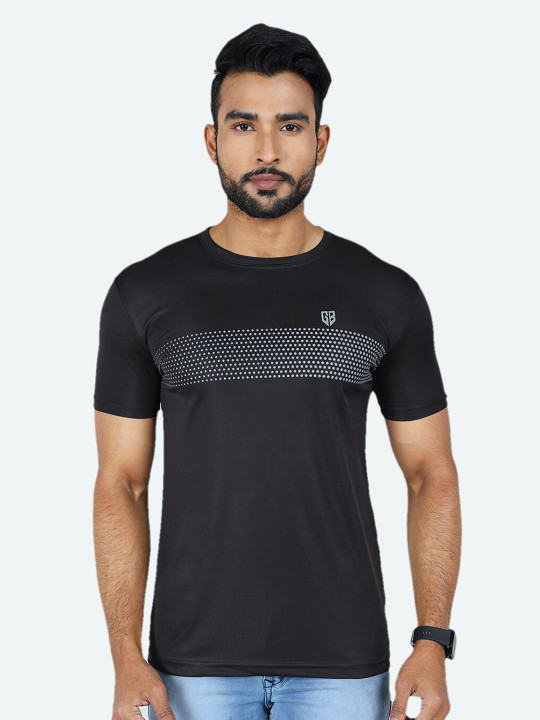 GAME BEGINS Men Polyester Round Neck Relaxed Fit T-Shirt (Black, Pack Of 1)