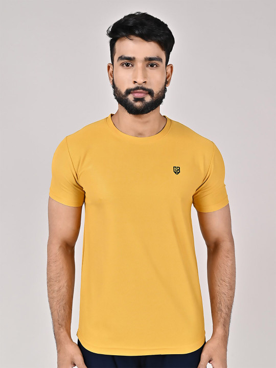 GAME BEGINS Men Round Neck Half Sleeve T-Shirt (Yellow, Pack of 1)