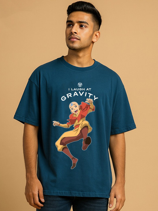 Minute Mirth Men Avatar Graphic Printed Oversized T-shirt (Teal, Pack of 1)