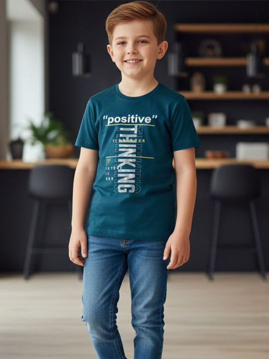 Wildwoods Boys Cotton Graphic Printed T-Shirt (AF Blue, Pack Of 1)