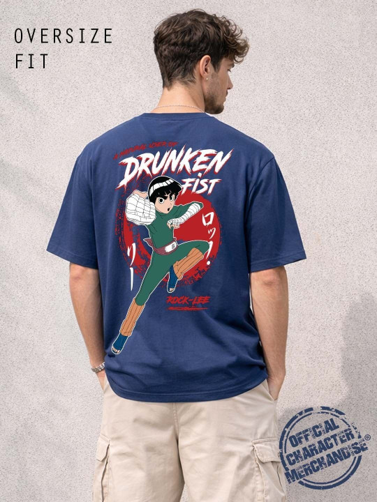 Minute Mirth Men Naruto Printed Cotton Oversized T-Shirt (Navy Blue, Pack Of 1)