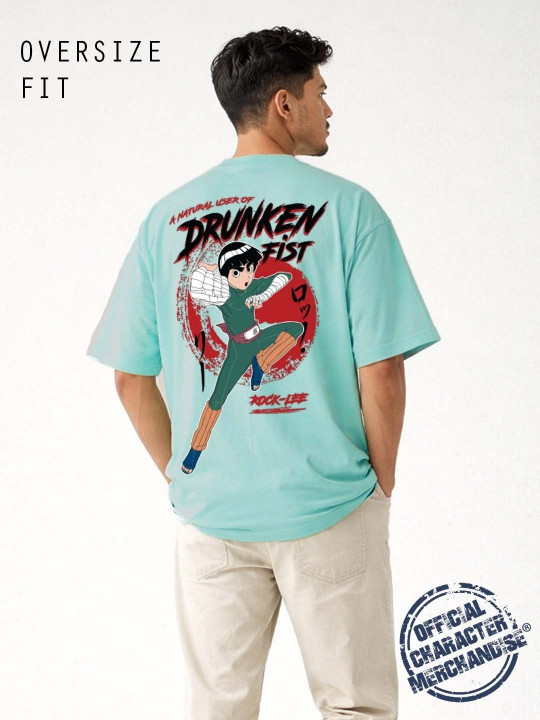 Minute Mirth Men Naruto Printed Cotton Oversized T-Shirt (Turquoise Blue, Pack Of 1)