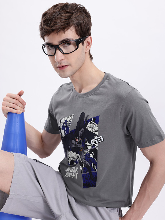 Minute Mirth Men’s Batman Humour & Comic Printed Pure Cotton T-shirt (Grey, Pack Of 1)
