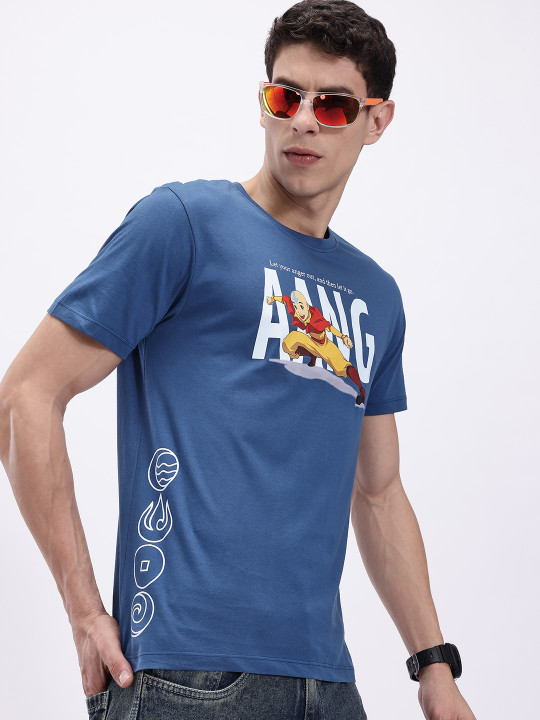 Minute Mirth Men’s Avatar Humour & Comic Printed Pure Cotton T-shirt (Blue, Pack Of 1)