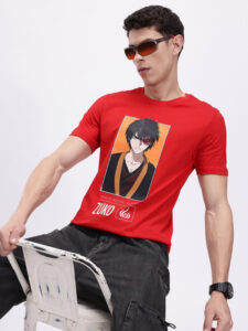 Minute Mirth Men’s Avatar Humour & Comic Printed Pure Cotton Regular Fit T-shirt (Red, Pack Of 1)