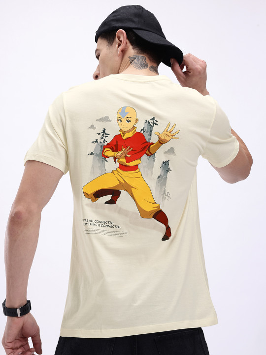 Minute Mirth Men’s Pure Cotton Avatar Printed T-shirt (Cream, Pack Of 1)