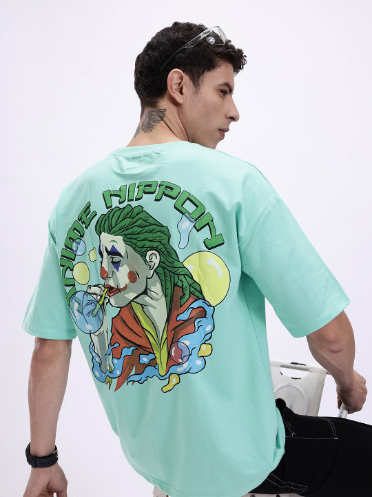 Minute Mirth Men’s Cotton Blend Anime Nippon Graphic Printed T-shirt (Blue, Pack Of 1)